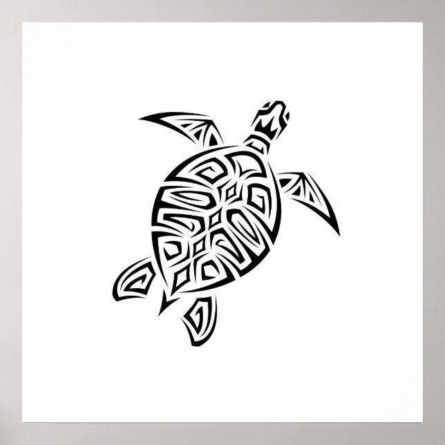 Black And White Tribal Turtle Poster (Front)