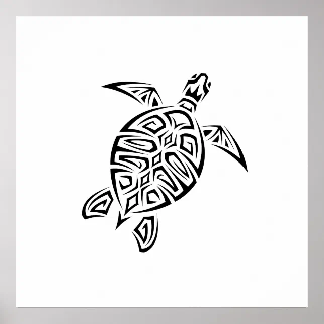 Black And White Tribal Turtle Poster | Zazzle