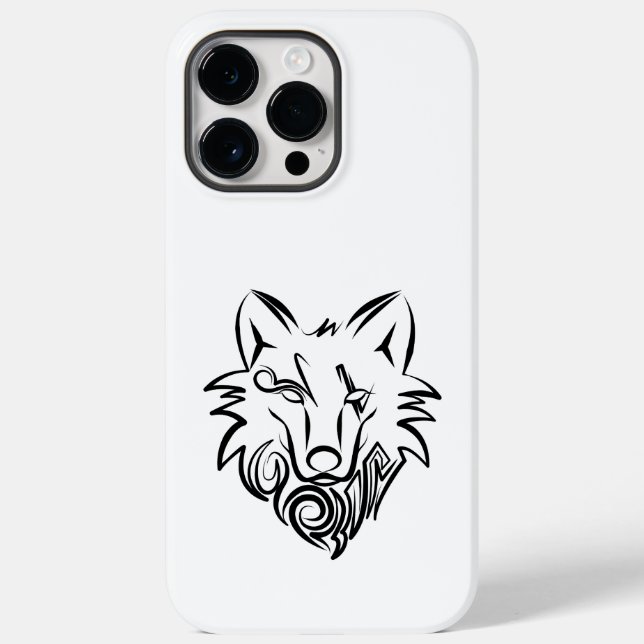 Black and White Tribal Wolf Case-Mate iPhone Case (Back)