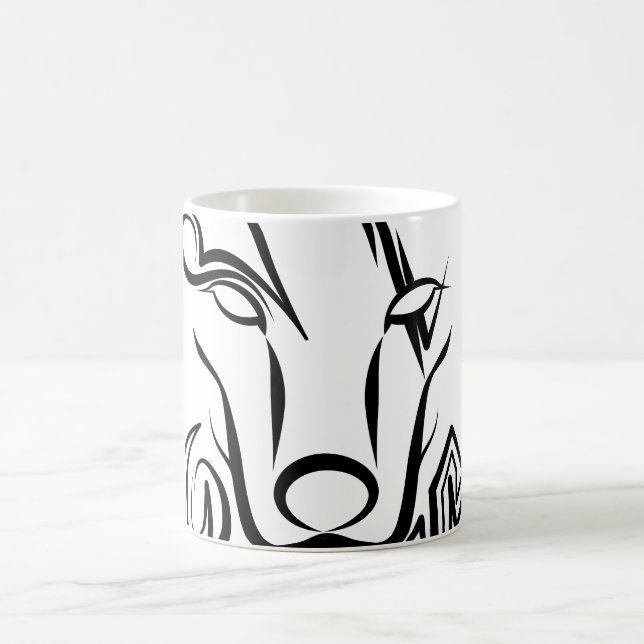 Black and White Tribal Wolf Coffee Mug (Center)
