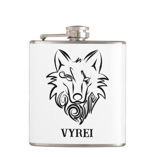 Black and White Tribal Wolf Flask