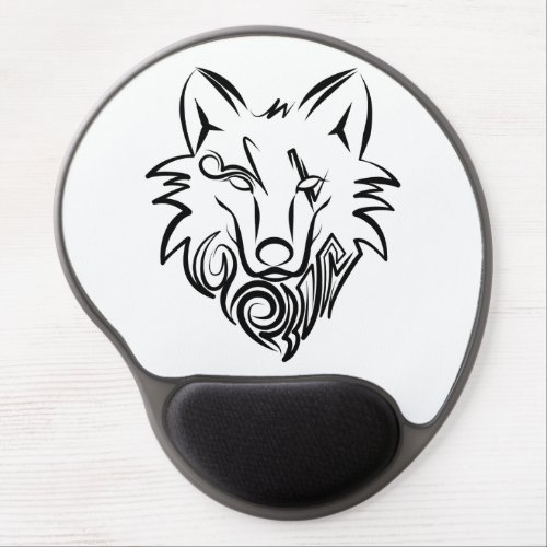 Black and White Tribal Wolf Gel Mouse Pad