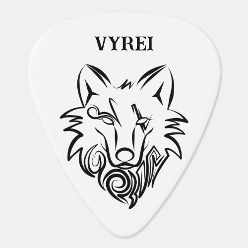 Black and White Tribal Wolf Guitar Pick