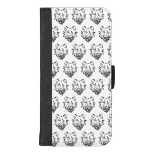 Black and White Tribal Wolf iPhone 8/7 Plus Wallet Case