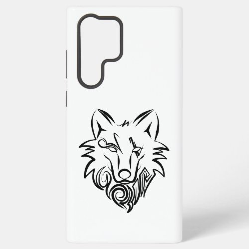 Black and White Tribal Wolf Samsung Galaxy S22 Ultra Case