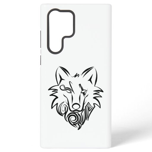 Black and White Tribal Wolf Samsung Galaxy S22 Ultra Case