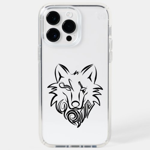 Black and White Tribal Wolf Speck iPhone 14 Pro Max Case