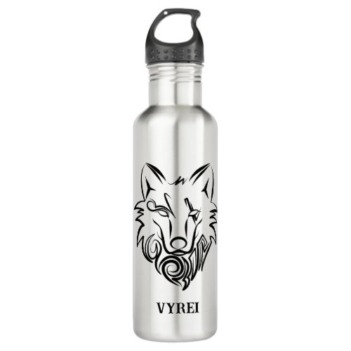 Black and White Tribal Wolf Stainless Steel Water Bottle