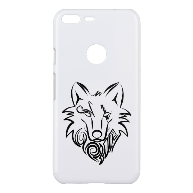 Black and White Tribal Wolf Uncommon Google Pixel XL Case (Back)