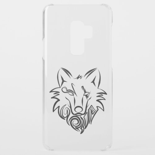Black and White Tribal Wolf Uncommon Samsung Galaxy S9 Plus Case