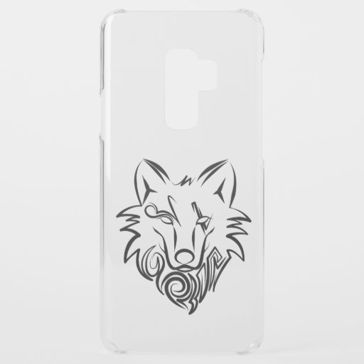 Black and White Tribal Wolf Uncommon Samsung Galaxy S9 Plus Case