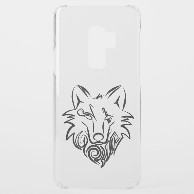 Black and White Tribal Wolf Uncommon Samsung Galaxy Case (Back)