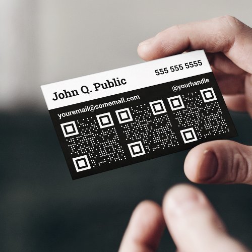 Black and White Triple QR Code Business Card