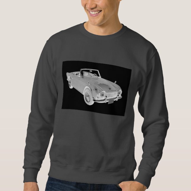 Black And White Triumph Tr4  Sports Car Sweatshirt (Front)