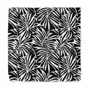 Black And White Tropical Leaf Repeating Pattern Bandana
