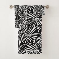 Black And White Tropical Leaf Repeating Pattern