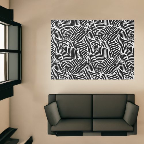 Black and White Tropical Leaf Rug