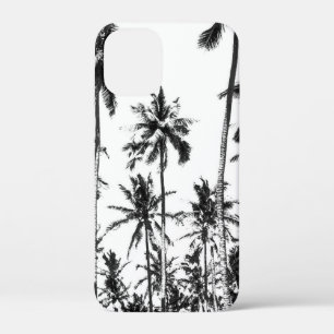 Black and white tropical palm tree paradise summer iPhone 12 mini case