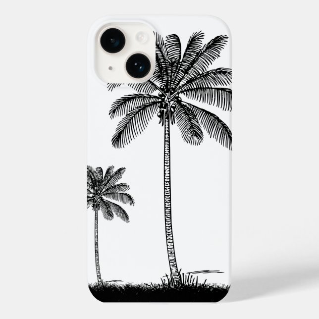 Black And White Tropical Palm Tree Phone Case (Back)