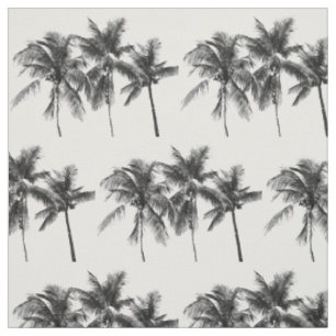 Black and white tropical palm tree summer modern fabric