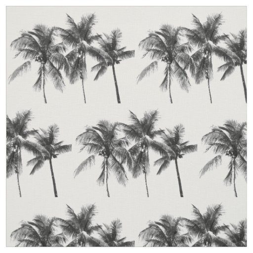 Black and white tropical palm tree summer modern fabric