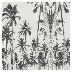 Black and white tropical palm tree summer modern fabric