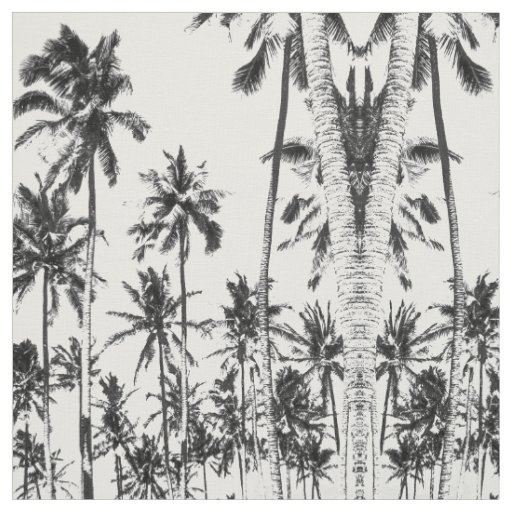 Black and white tropical palm tree summer modern fabric