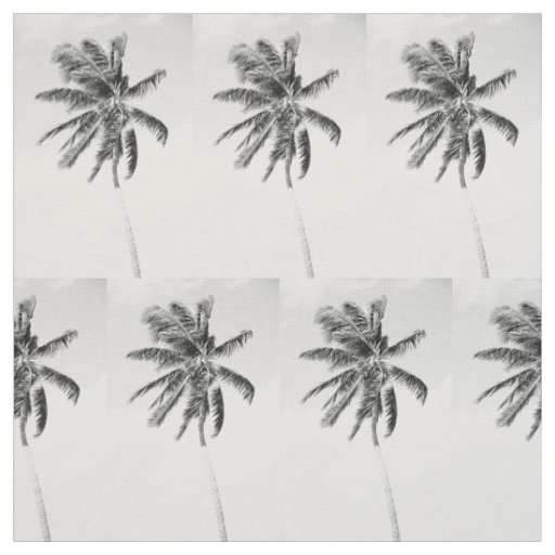 Black and white tropical palm tree summer photo fabric
