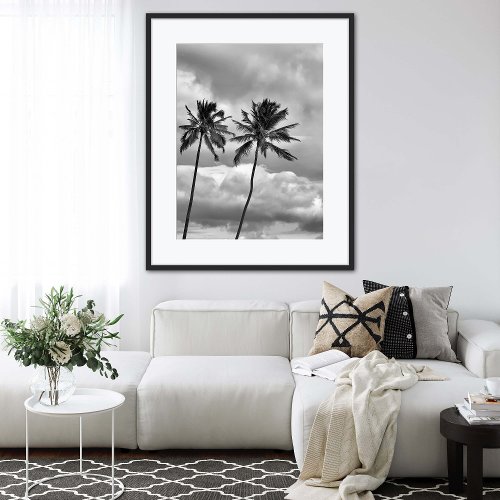 Black and White Tropical Palm Trees Photography Poster