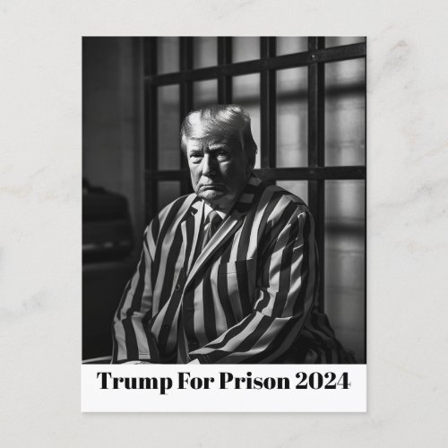 Black and White Trump For Prison 2024 Postcard