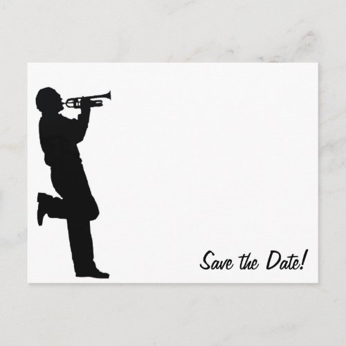 Black and White Trumpet Jazz Musician Announcement Postcard