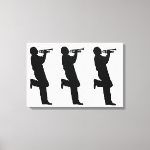 Black and White Trumpet Jazz Musician Canvas Print