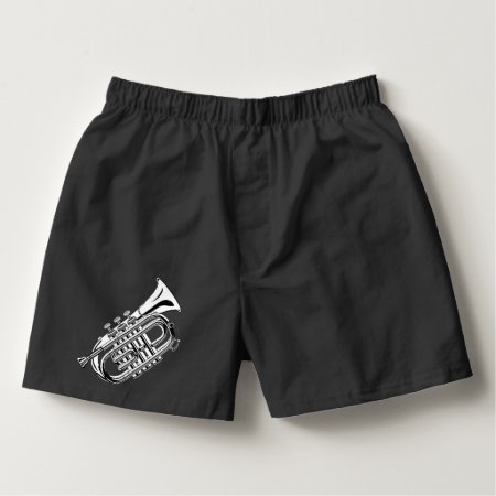 Black And White Trumpet Sketch Musical Instrument Boxers