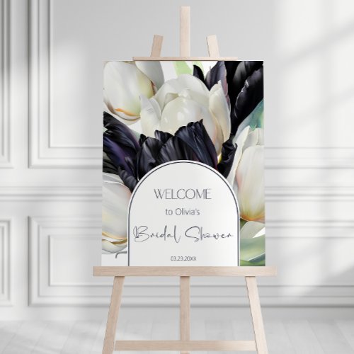 Black and white tulips Bridal shower Welcome Foam Board