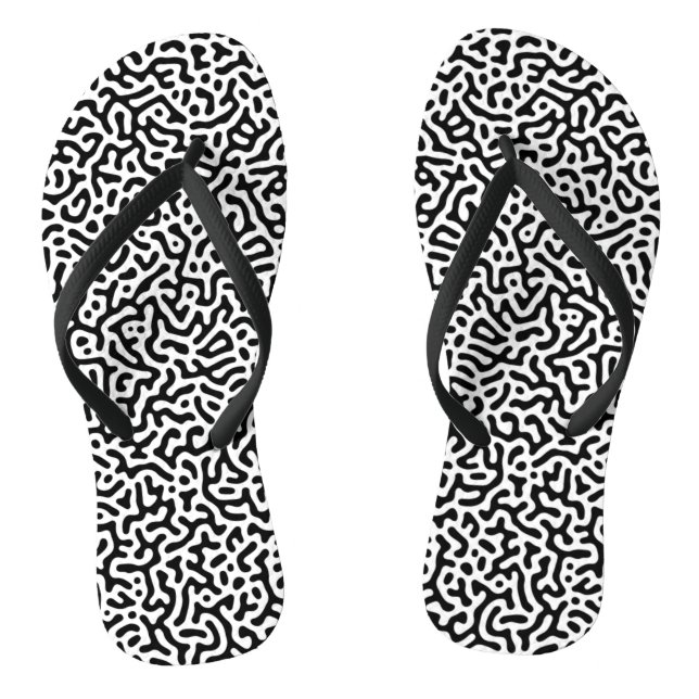 Black and White Turing Pattern Flip Flops (Footbed)