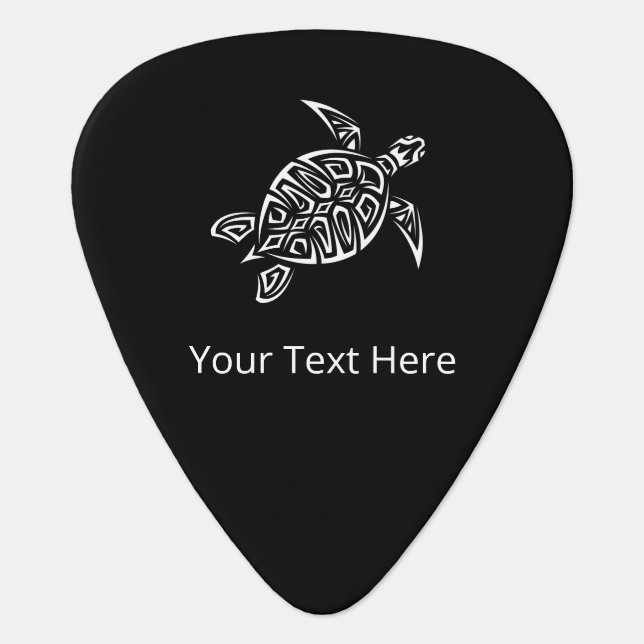 Black And White Turtle Custom Coastal Guitar Pick (Front)