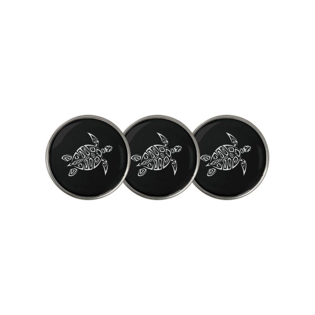 Black And White Turtle Maritime Golf Ball Marker (3 Up)