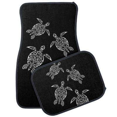 Black And White Turtles Triabal Tattoo Animal Car Floor Mat