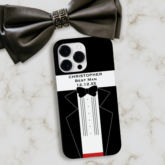Black and White Tuxedo Best Man Wedding Gift Case-Mate iPhone Case (A black and white tuxedo inspired phone case perfect gift for your best man, groomsman or usher)
