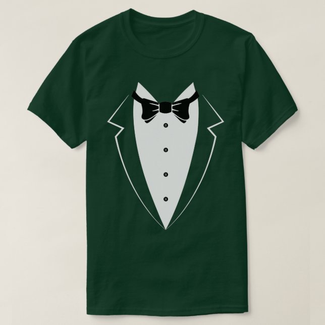 Black and White Tuxedo Bow Tie Funny Costume Novel T-Shirt (Design Front)