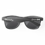 Black and White Tuxedo Bow Tie Groom with Name Sunglasses