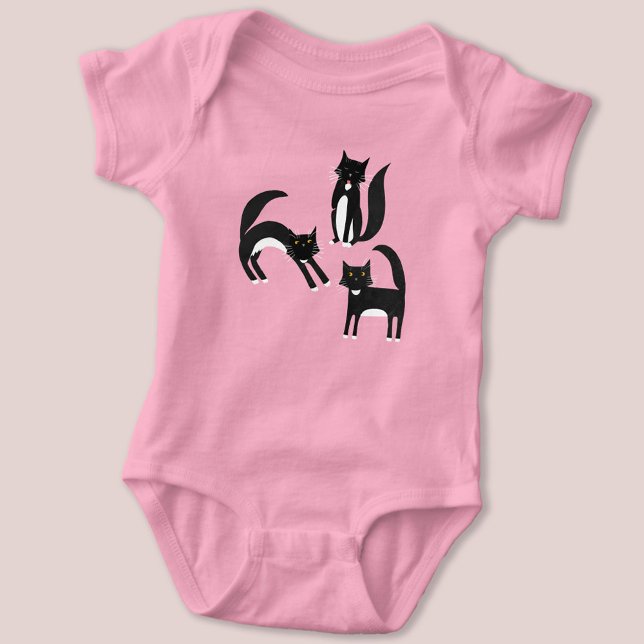 Black and White Tuxedo Cat Baby Bodysuit (Black and white Tuxedo Cat baby bodysuit)