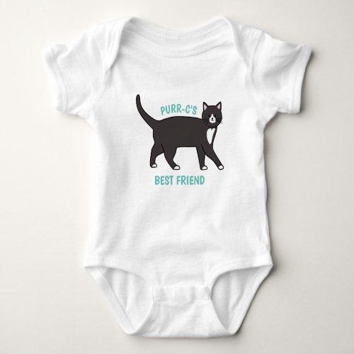 Black and White Tuxedo Cat Best Friend Baby Bodysuit