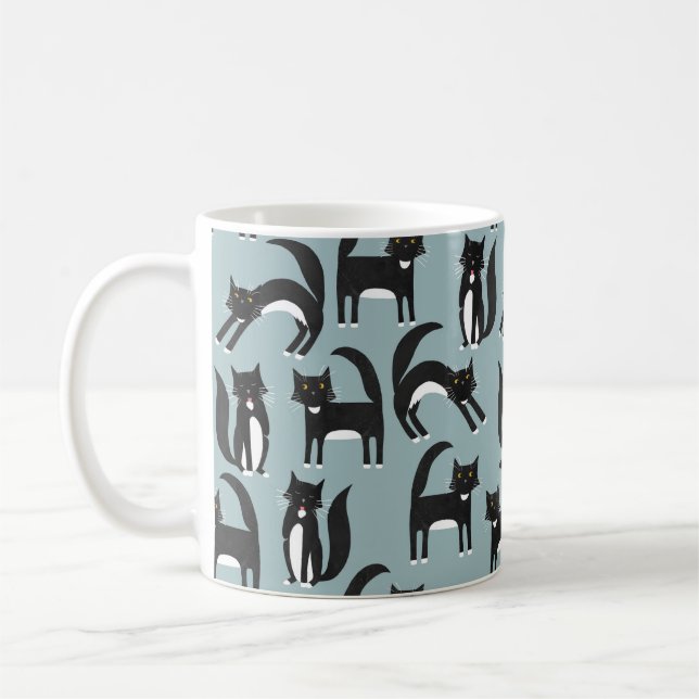 Black and White Tuxedo Cat Coffee Mug (Left)