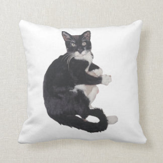 Black and white Tuxedo cat cushion