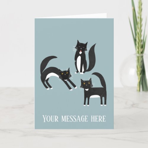 Black and White Tuxedo Cat Custom Greetings Card