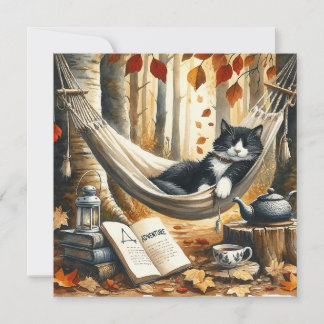Black and White Tuxedo Cat Dreaming of Adventure