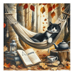 Black and White Tuxedo Cat Dreaming of Adventure Acrylic Print