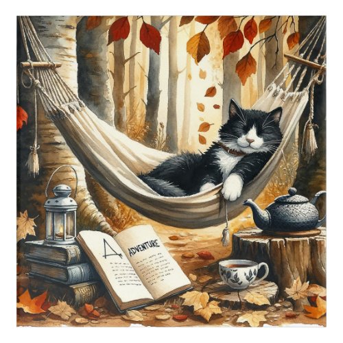 Black and White Tuxedo Cat Dreaming of Adventure Acrylic Print