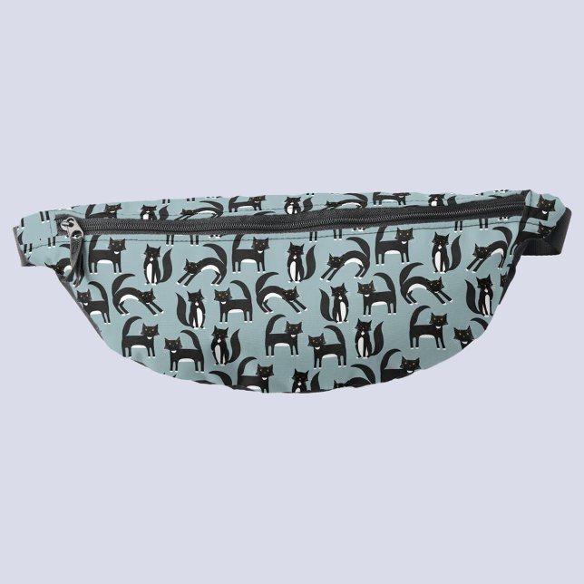 Black and White Tuxedo Cat Fanny Pack (Black and white tuxedo cat pattern fanny pack)